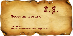 Mederus Zerind névjegykártya